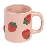 410-ml-Tasse 'Coquette' in Rosa mit Erdbeeren
