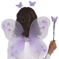 Set aus geflügeltem Schmetterling, Zauberstab und Stirnband - 3 Teile