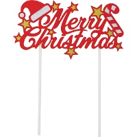 Roter Cake-Topper mit 'Merry Christmas'-Schriftzug, 16 x 24 cm