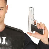 Versilberte Polizeipistole - 21 cm