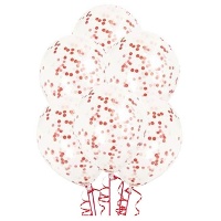 Transparente Latexballons mit Konfetti 30 cm - Qualatex - 6 Stück.