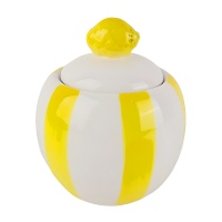 Zuckerdose mit gelb-weißen Streifen