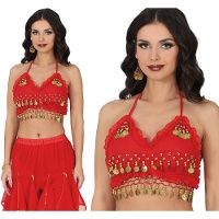 Rotes Top mit goldenen Münzen