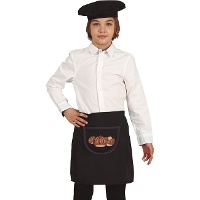 Kastanienmacher-Set für Kinder mit Baskenmütze und Schürze.