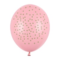 Pastellfarbene Latexballons mit goldenen Tupfen 30 cm - PartyDeco - 6 Stück