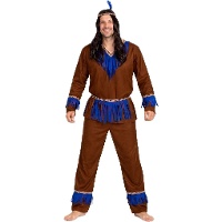 Braun-blaues Indianerkostüm für Männer