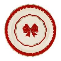 Weihnachtsteller 18 cm mit Schleifenmotiv - 6 Stück