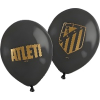Latexballons Atlético de Madrid, schwarz und gold, 30 cm - 6 Stück