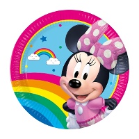 Minnie Regenbogen-Pappteller, 20 cm - 8 Stück