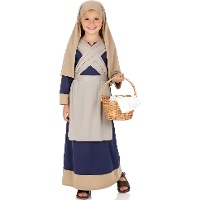 Hebräisches Mädchenkostüm in Blau und Braun