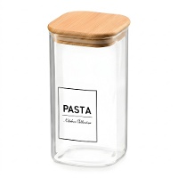 Borosilikatglasgefäß, 1,2 L, mit Bambusdeckel Pasta