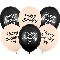 Latexballons 'Elegant Happy Birthday' 30 cm - 6 Stück
