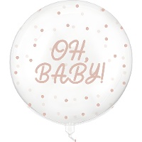 Transparenter Orbz-Ballon mit 'Oh Baby'-Schriftzug und Punktmuster, 60 cm