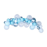 Girlande aus organischen Luftballons in zwei Farben und Silber - 53 Stück