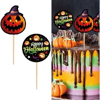 Happy Halloween Cupcake Picks 6 cm - 12 Stück.