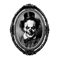 Klebende Wanddekoration mit einem Clown-Bild in einem Rahmen, 30 x 23 cm