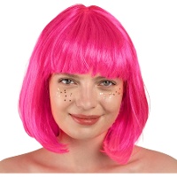 Kurze Perücke in Neonrosa