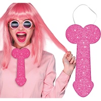 Glitzer-Penis-Krawatte, pink, 30 cm