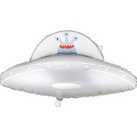 Silberfarbener UFO-Folienballon, 79 x 55 cm