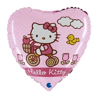 Hello Kitty Herz-Folienballon mit Fahrradmotiv, 46 cm