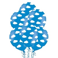 Latex Luftballons mit weißen Wolken 30 cm - PartyDeco - 6 Stück