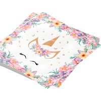 Einhorn-Blumenservietten 16,5 cm - 20 Stück.
