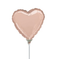 Aufgeblasener Ballon mit farbigem Herzstab 23cm - Anagramm - 1 Stück