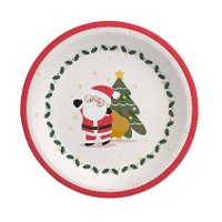 Rot-weiße Weihnachtsmann-Teller, 18 cm - 8 Stück