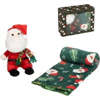 Weihnachtsmann-Plüschtier mit 90 x 75 cm großer Decke