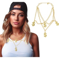 Kette im Gangster-Look mit 4 Dollarzeichen