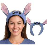 Blaues Alien-Stirnband mit rosa Ohren