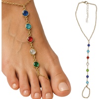 Fußkettchen mit Ring und farbigen Steinen