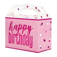 Happy Birthday Pappschachtel mit Polka Dots - 6 Stück.