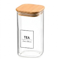 Borosilikatglasbehälter mit 1,2 L und Bambusdeckel Tea