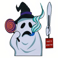 Adhäsive Fensterdekoration mit Geist, 21 x 19 cm