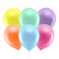 Regenbogen Metallic Latex Luftballons 30cm - PartyDeco - 100 Stk.
