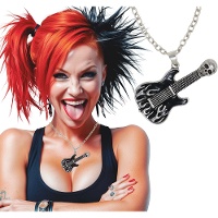 Schwarz?silberne E?Gitarre?Halskette