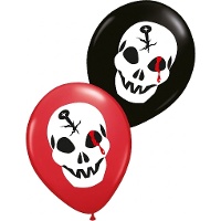 Blutige Schädel-Latexballons - 6 Stück
