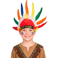 Indianer-Kopfschmuck für Kinder mit mehrfarbigen Federn