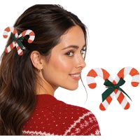 Haarspange mit glitzerndem Zuckerstangenmotiv