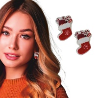 Rote Weihnachtssocken-Ohrringe - 1 Paar