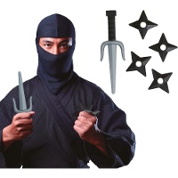 Ninja-Set mit Dolch und Wurfsternen - 5-teilig