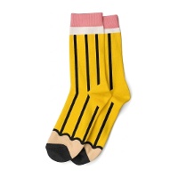 Gelbe Socken im Bleistift-Design - Größe 35-42 - 1 Paar