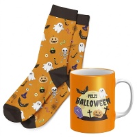 Geschenkset Tasse und Socken Halloween Friedhof