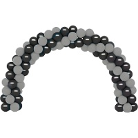 Schwarz-silberne Ballongirlande und Bogen, 2,5 m - 217 Teile
